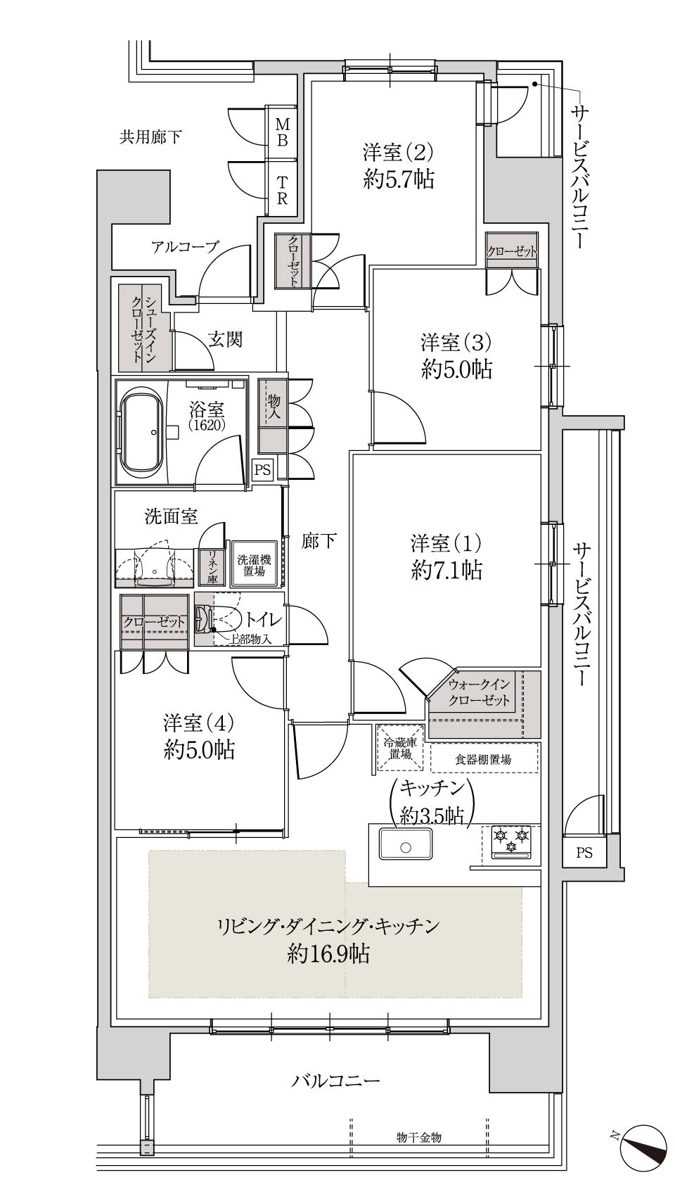 Fタイプの間取り図